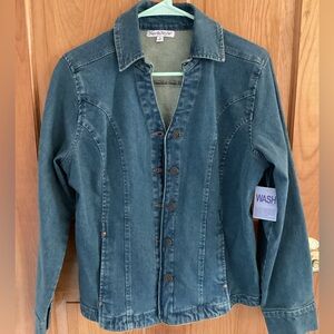 NorthStyle Women's Classic Denim Jacket - Blue, distressed. Sz S
